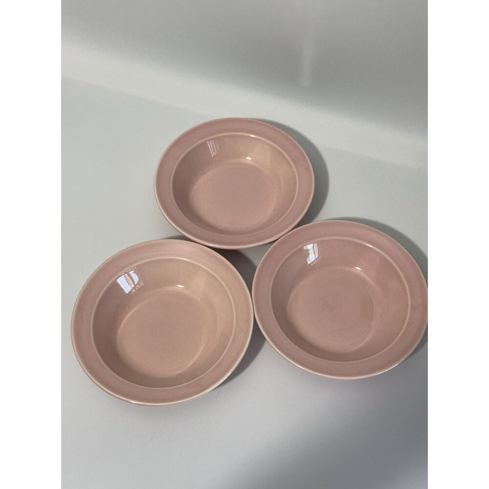 LuRay Pastels Midcentury 5.25” Fruit Dessert Bowls Set of 3 Vintage Pink